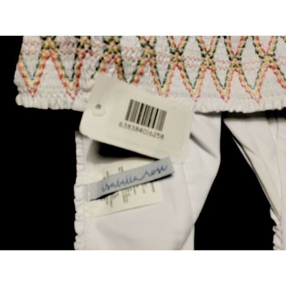 Isabella Rose Crystal Cove Embroidered Smocked Hipster Bikini Bottom Sz M NEW - Picture 3 of 3